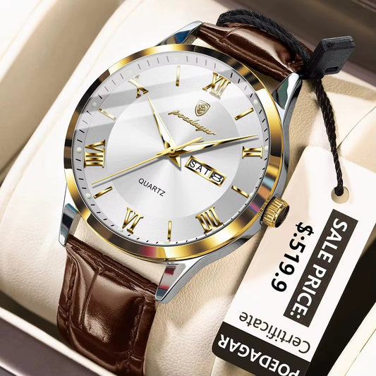 Montre POEDAGAR Quartz Luxe – Bracelet Cuir